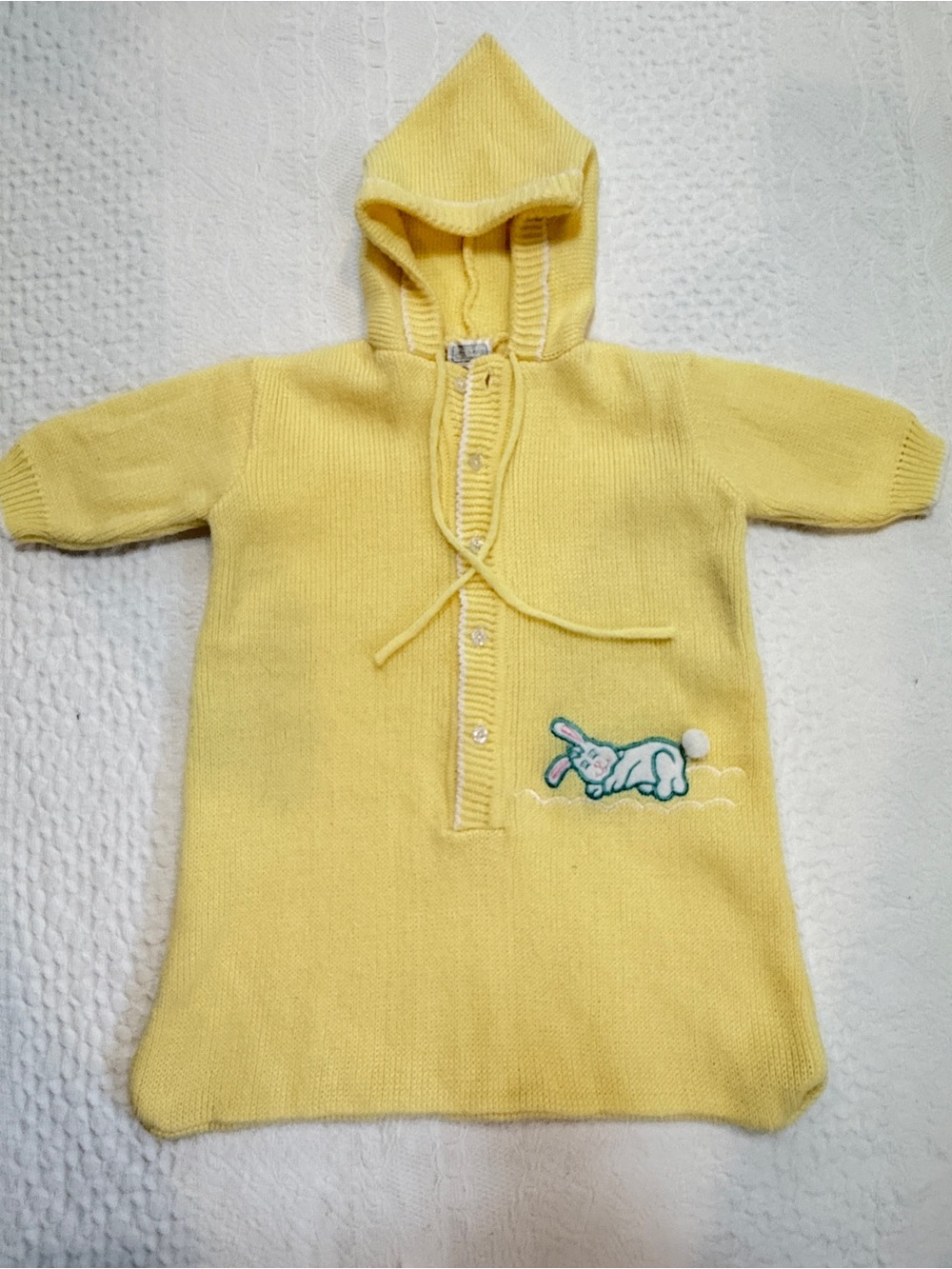 Vintage ALL MINE Baby Hooded Sweater Sack Bag Bunting Bunny Rabbit